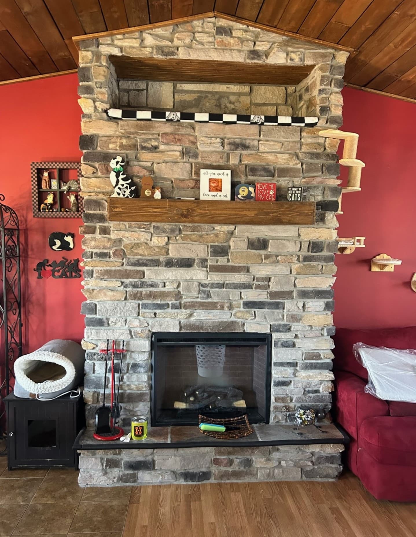 picture of a fireplace surrounded by beautiful rectangular stones and stone work of various sizes and colors and textures 